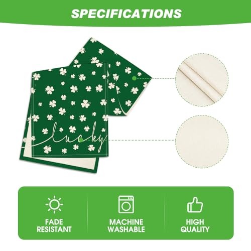 Lucky Shamrock St. Patrick's Day Table Runner, Table Runner, 13" x 72" Green