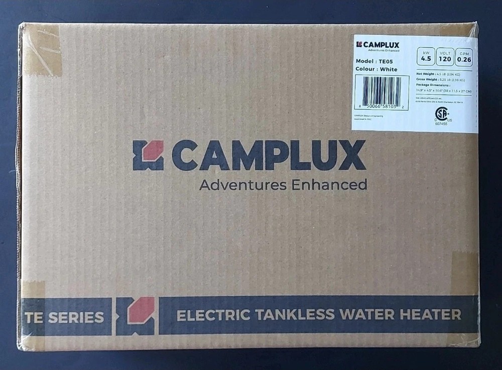 Camplux 4.5Kw Electric Tankless Water Heater Instant Hot Water, Led Display TE05