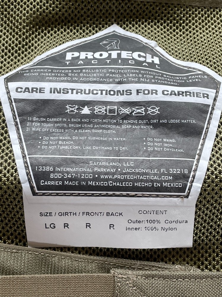 Protech Tactical Armor Plate Carrier Large Tan Molle APV RACK TMW