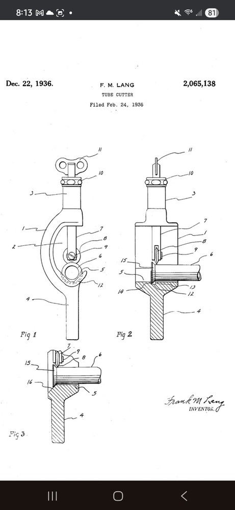 Antique 1936 Imperial Brass Mfg. Solid Brass Tube Cutter Missing Blade & Rollers