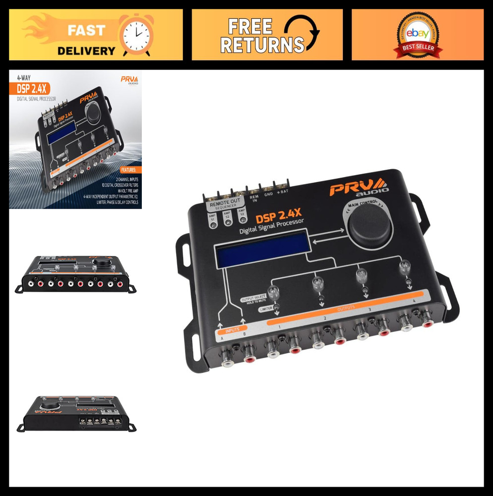 4 Channel Digital Crossover & Equalizer DSP Audio Processor with Remote Control