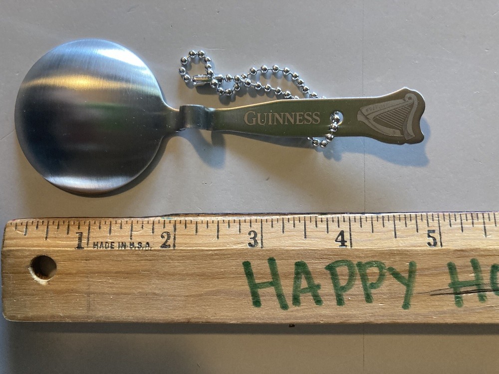 New (1) GUINNESS Beer Black & Tan Bar Pouring Spoon Stout Key Chain Harp