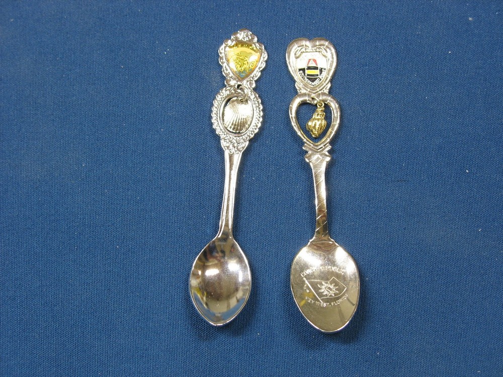 2 Miniature Collectable Spoons w/ Charms Key West Florida