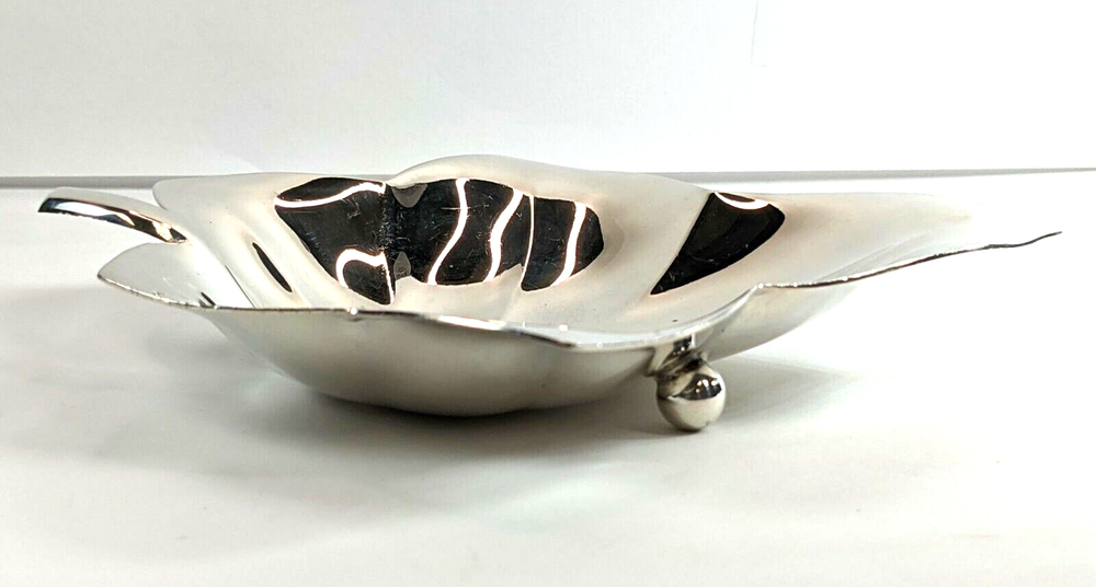 Vintage Tiffany & Co. Sterling Silver Maple Leaf Candy Nut Dish