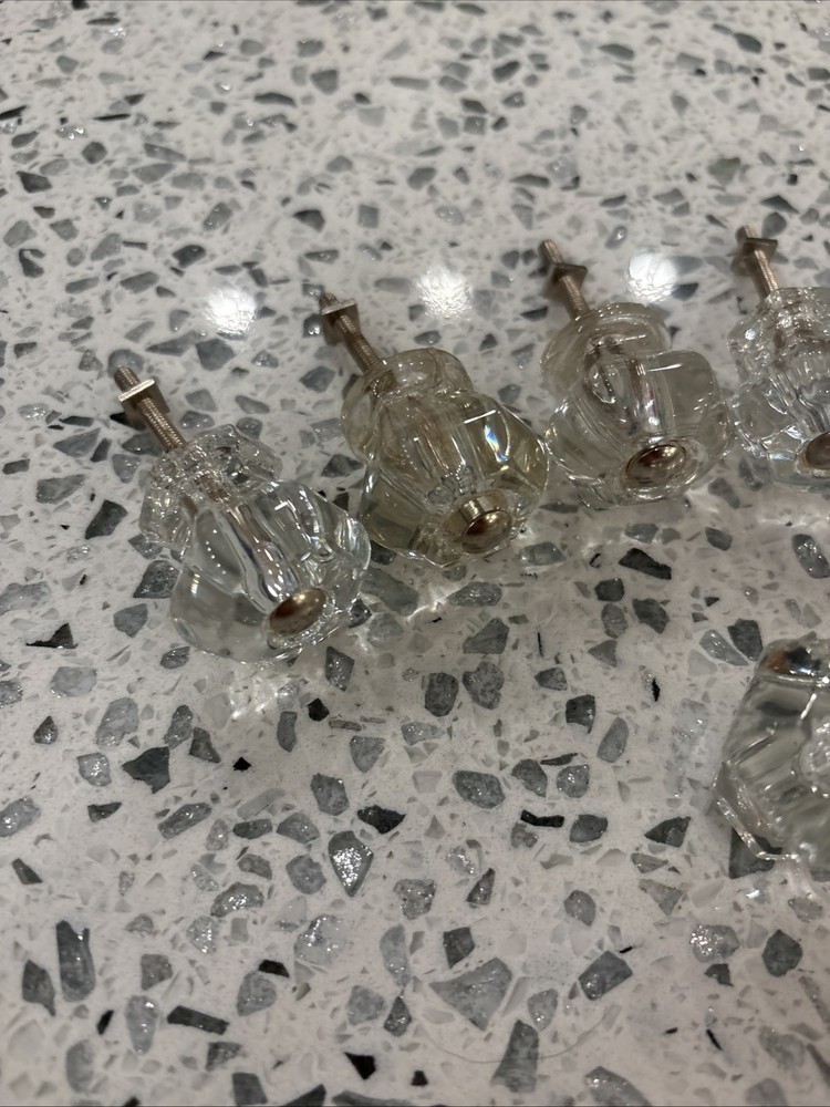 Vintage Clear Glass Knobs Lot 6x Pristine