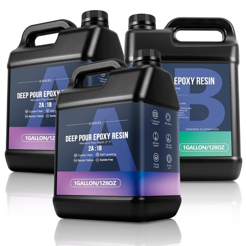 Deep Pour Epoxy Resin Kit 4 Inch Clear Casting High Hardness Durable Bubble Free