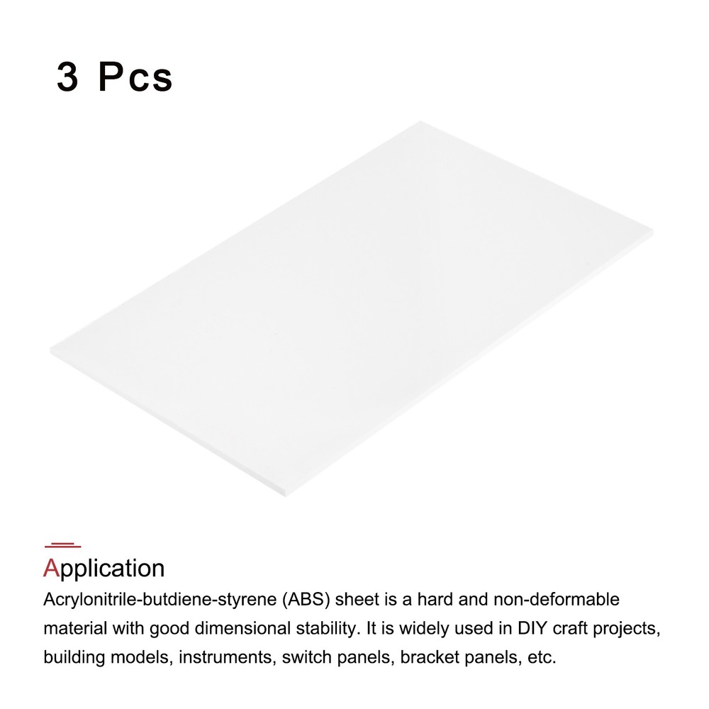 ABS Plastic Sheet 10 x 6 x 0.12" ABS Styrene Sheets White 3 Pcs