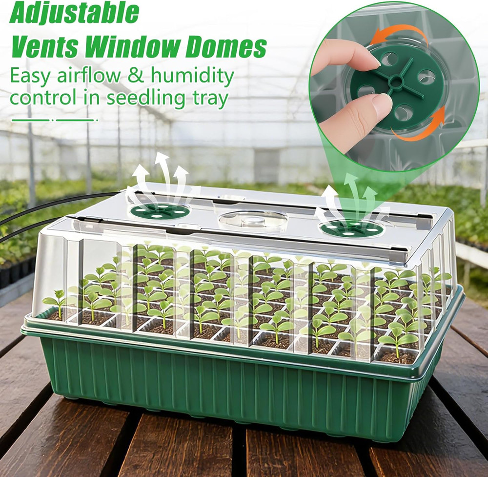 2 Set 120-Cell Seed Starter Tray with Grow Light, Self-Watering Seed Starter Kit