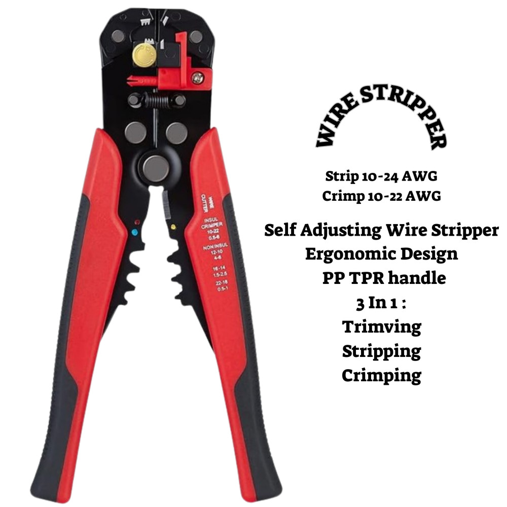 Self Adjusting Wire Stripper 3 in 1 Heavy Duty Automatic Stripping Crimping Tool