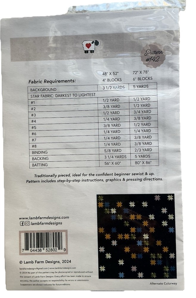 TWINKLE Lamb Farm Designs Quilt Pattern New
