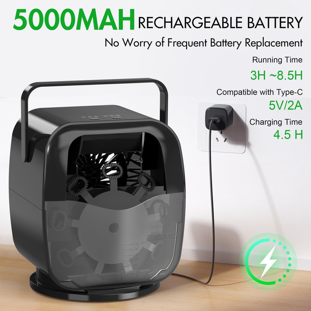 KIDWILL Rechargeable Bubble Machine, Automatic Blower - compact, Black