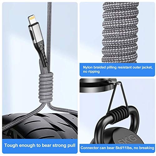 iPhone Charger, [MFi Certified] 3Pack 10FT USB A Cable for Long 10ft Silver