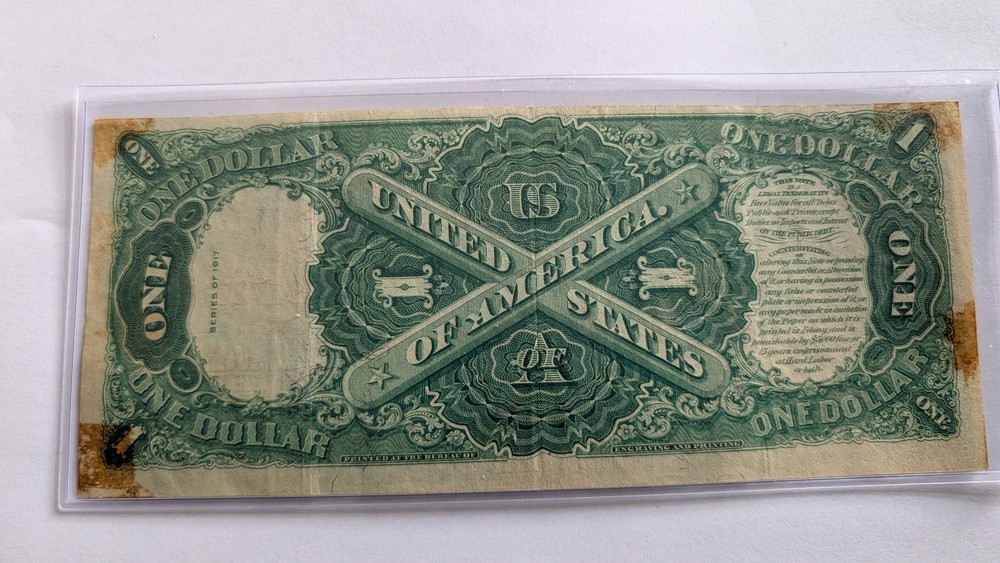 1917 Red Seal 1 Dollar Bill Circulated