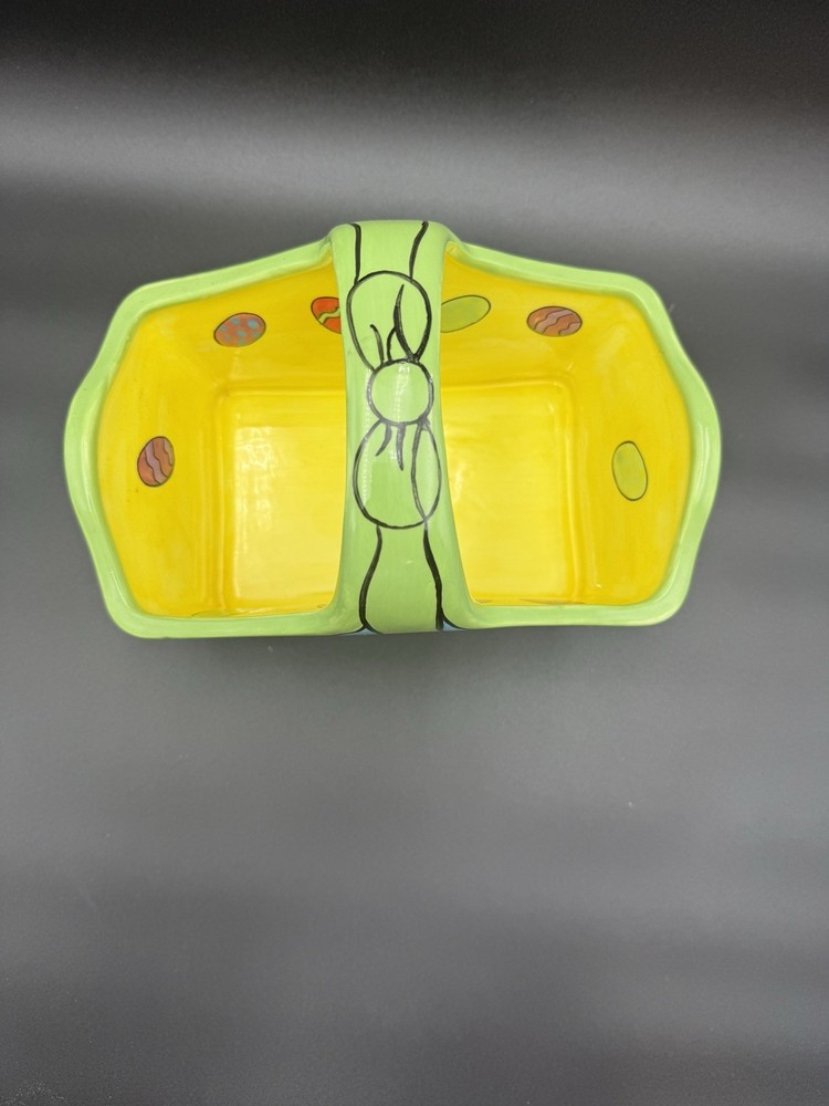 2001 Candace Reiter 'CATZILLA' Ceramic Easter Basket Spring Decor