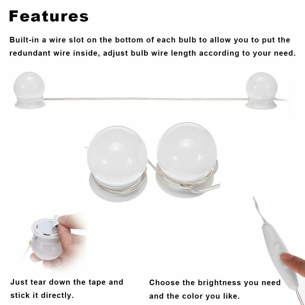 10X Mirror Lights Dimmable LED Makeup Lights Lamps For Makeup Dressing Table