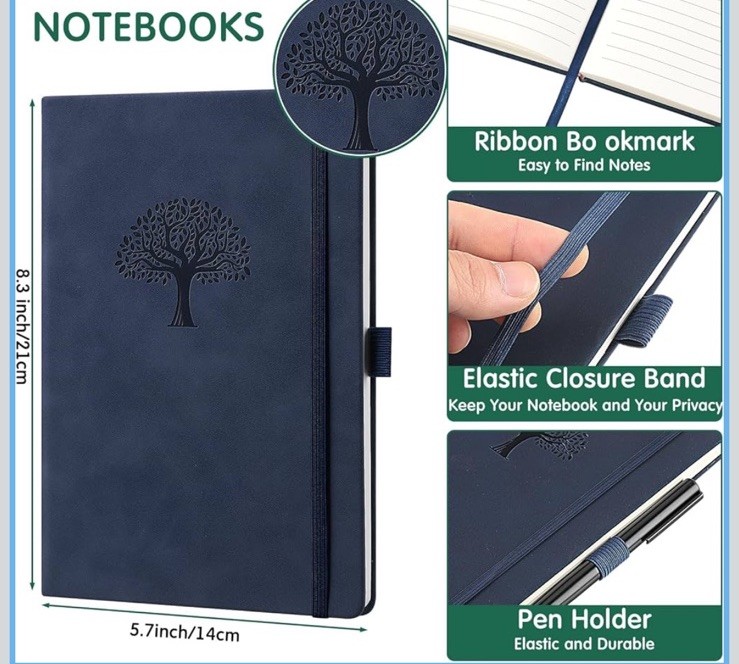 5.7 X 8" Leather Journal Lined 160 Pages Diary Notebook & Matching Pen Bundle 26