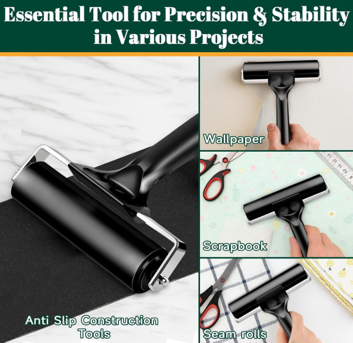 4 Inch Rubber Roller Brayer Rollers for Crafting, Hard Rubber Rollers...