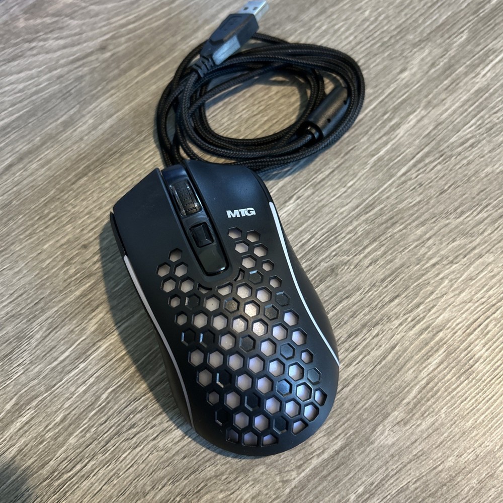 MTG RGB Gaming Wired USB Mouse 4 Button Black Preowned Precision Speed Comfort-A