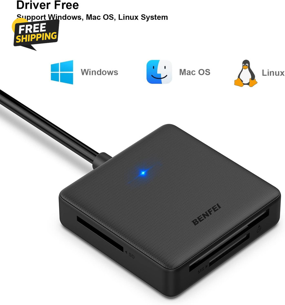 Memory Card Reader, 4In1 USB 3.0 and USB-C to SD Micro SD MS CF Card Reader