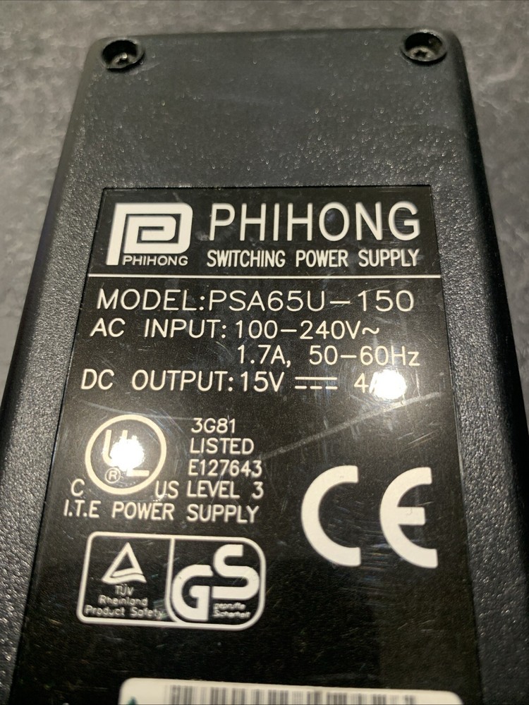 Phihong Switching Power Supply Model PSA65U-150 1.7A 15V