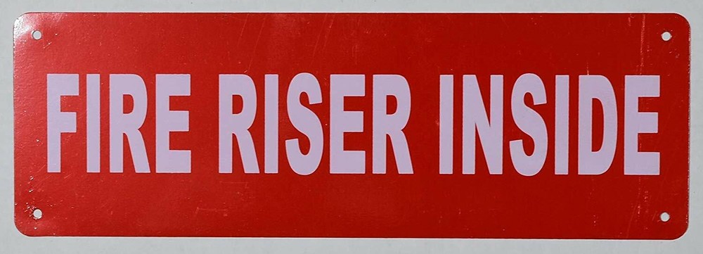 FIRE Riser Inside Sign (Aluminium,Reflective !!!, RED 4x12)-REF24-1027