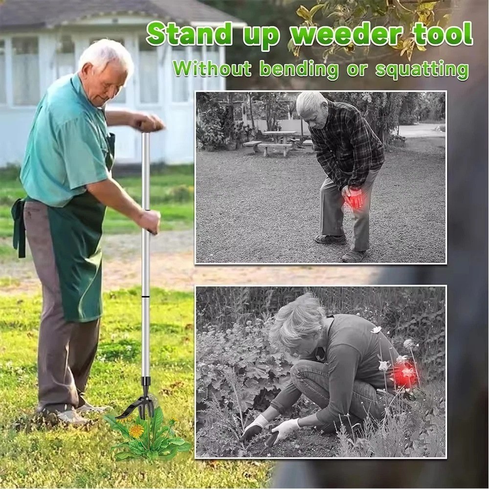 Stand Up Weed Puller Claw Tool Long Handle Garden Weeder Root Remover Outdoor