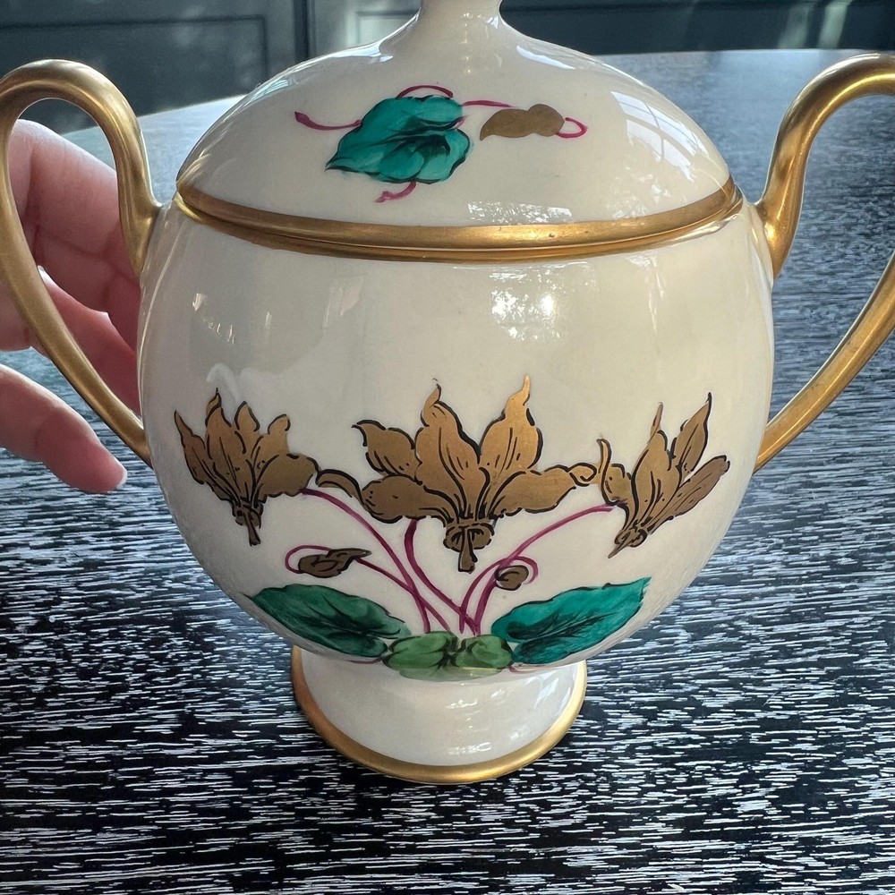 Francisco china sugar bowl painted in art deco style
