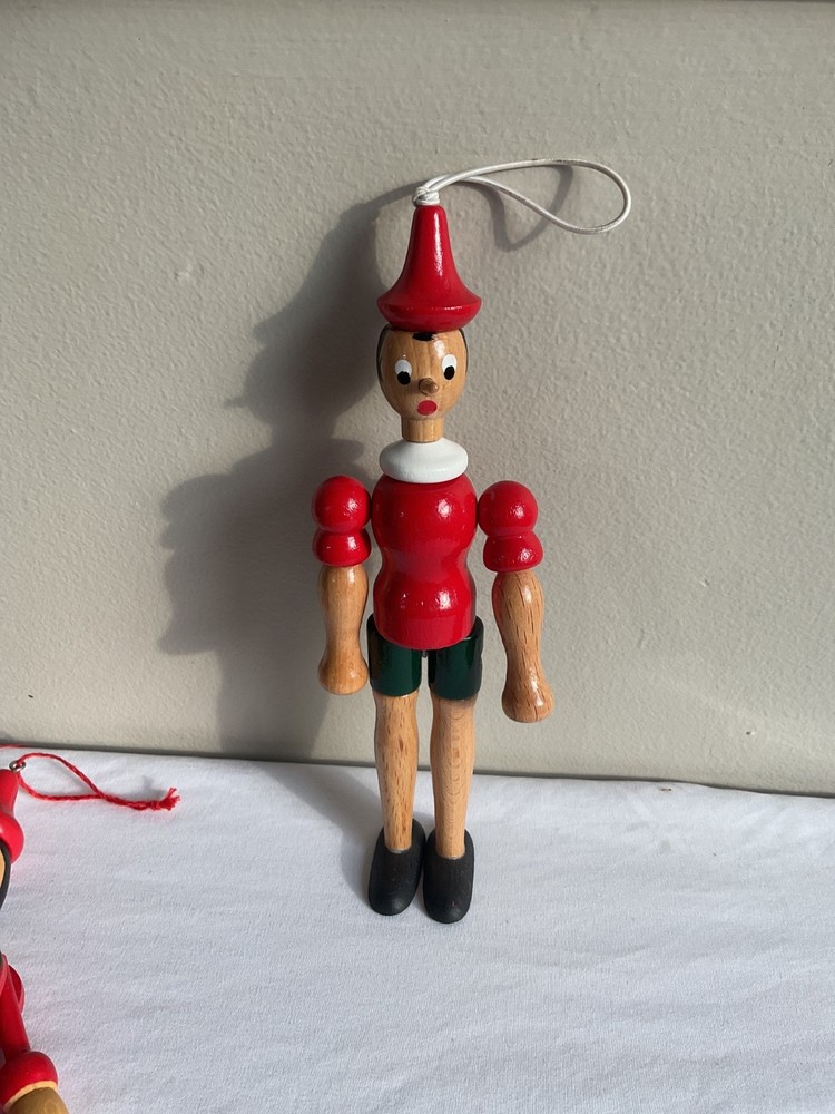 Italian Wood Pinocchio Jumping Jack Pull String & Nutcracker pull string toy