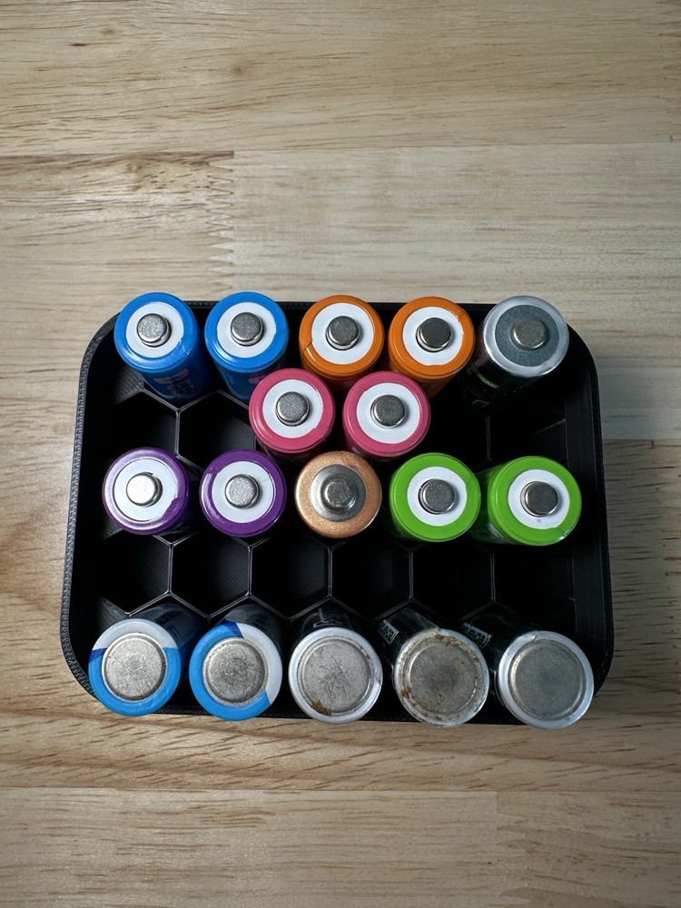 AA Battery Storage Organizer Honeycomb — Stackable Compact Holder Case - New