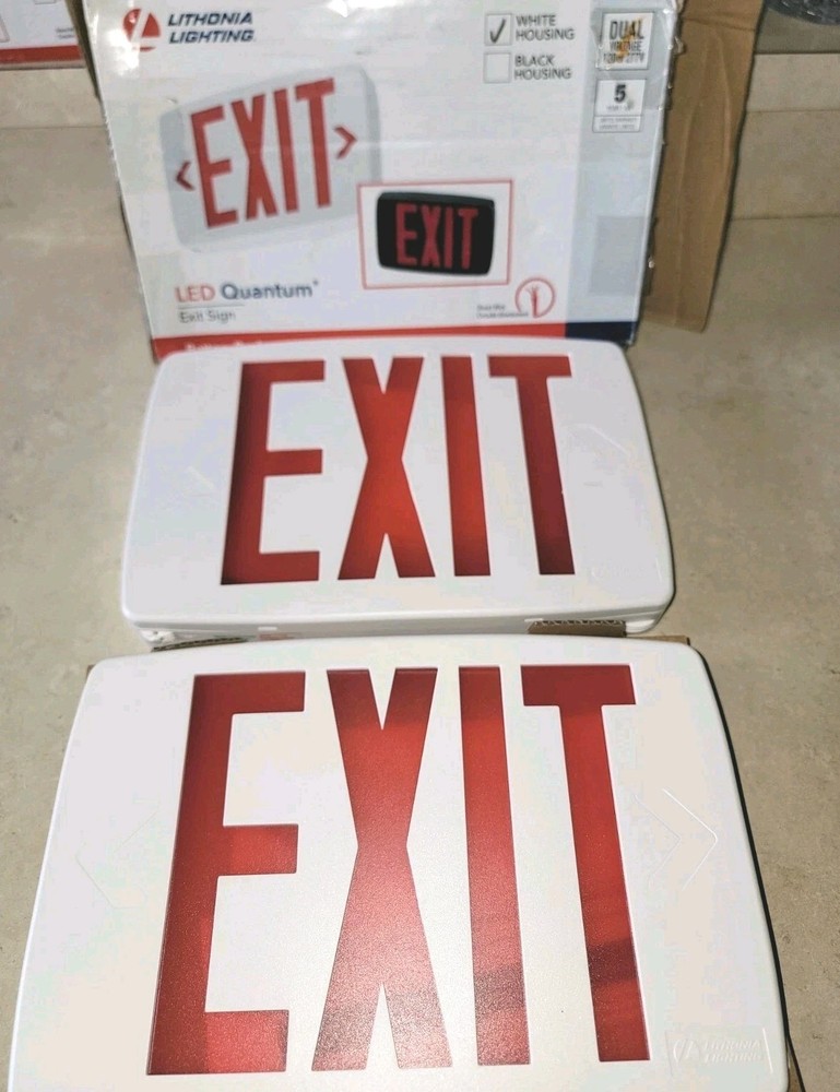 Exit Sign Lithonia Emergency Led Lighting Quantum Thermoplastic With Red Letters
