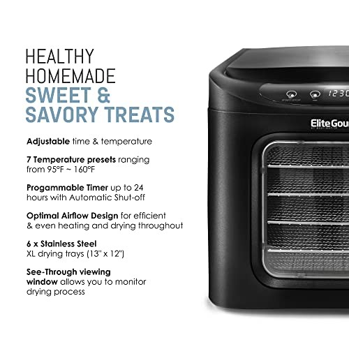 ELITE GOURMET EFD-313B PROGRAMMABLE FOOD DEHYDRATOR - BLACK