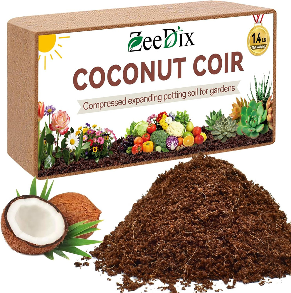 Zeedix 1 Pack Coco Coir Brick, 100% Organic Compressed Coco Coir Brick Seed Star