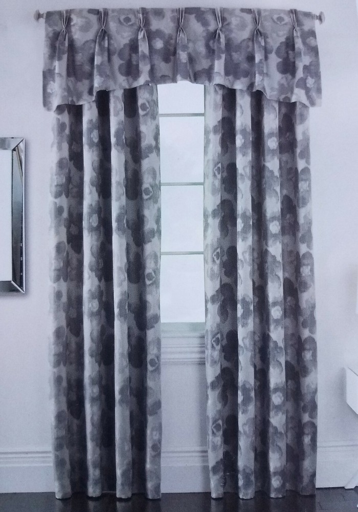 Monet Flint Lined Gray/Silver Rod Pocket Window Curtain Panel 95" 108" Blackout