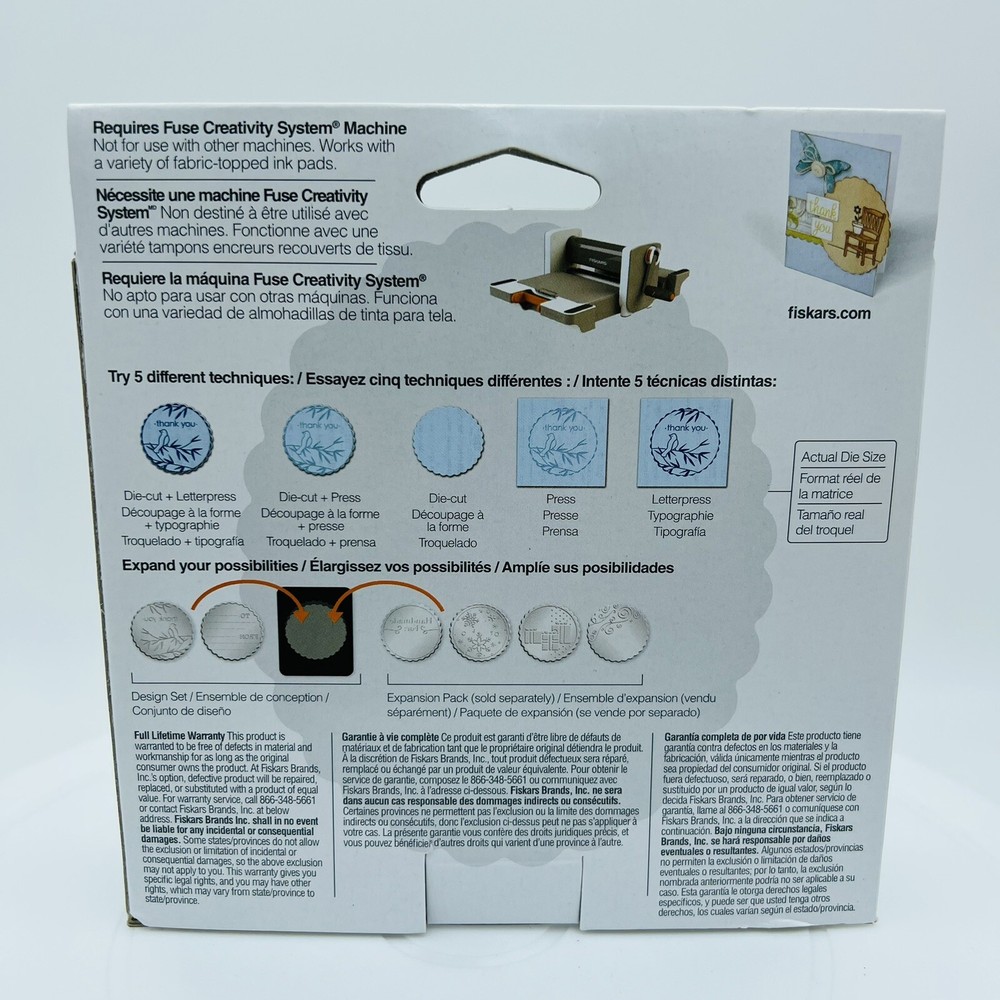 FISKARS Fuse Creativity System Design Set 0083 Die-Cut Letterpress NEW