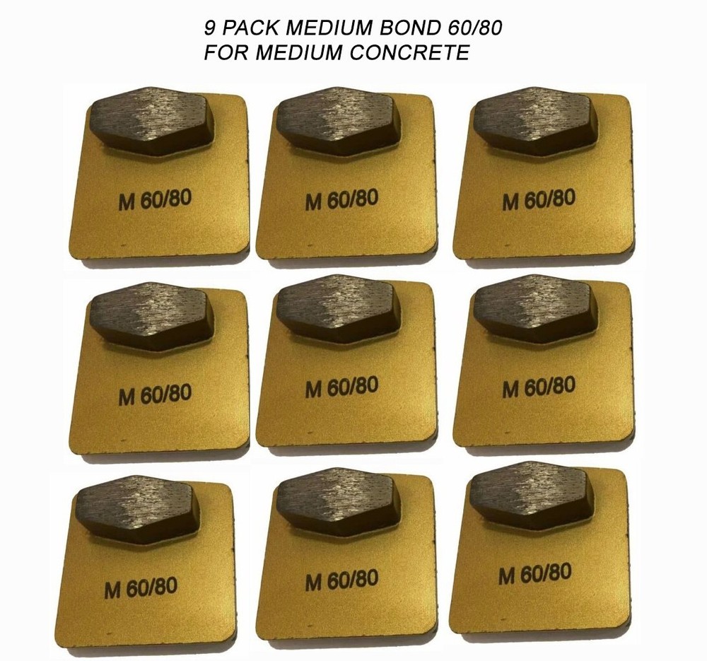 9-Pack! Husqvarna-Compatible Diamond Grinding Disc For Medium-Soft Surface 60/80