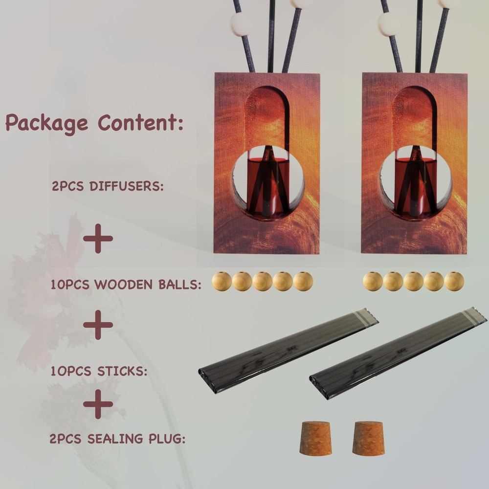 2 Empty Fragrance Wood Glass Diffuser Bottles, Refillable Diffuser Bottles wi...