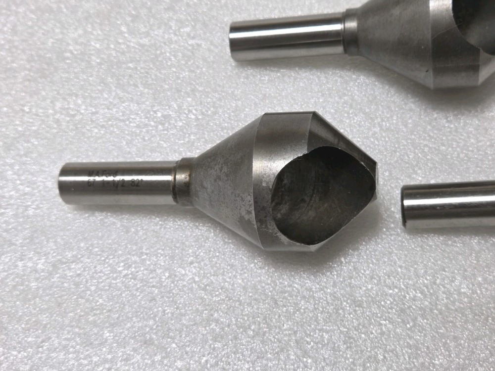 3 Pcs.- 1-1/2" Dia. HSS Zero Flute Countersink Deburring Tool 82°, 1/2" Shank