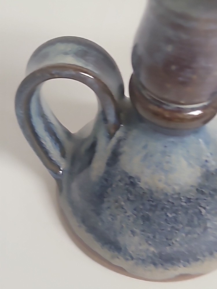 2 Studio POTTERY CANDLESTICKS Drip Glazed Decorative Accent Color 4.75” Tall