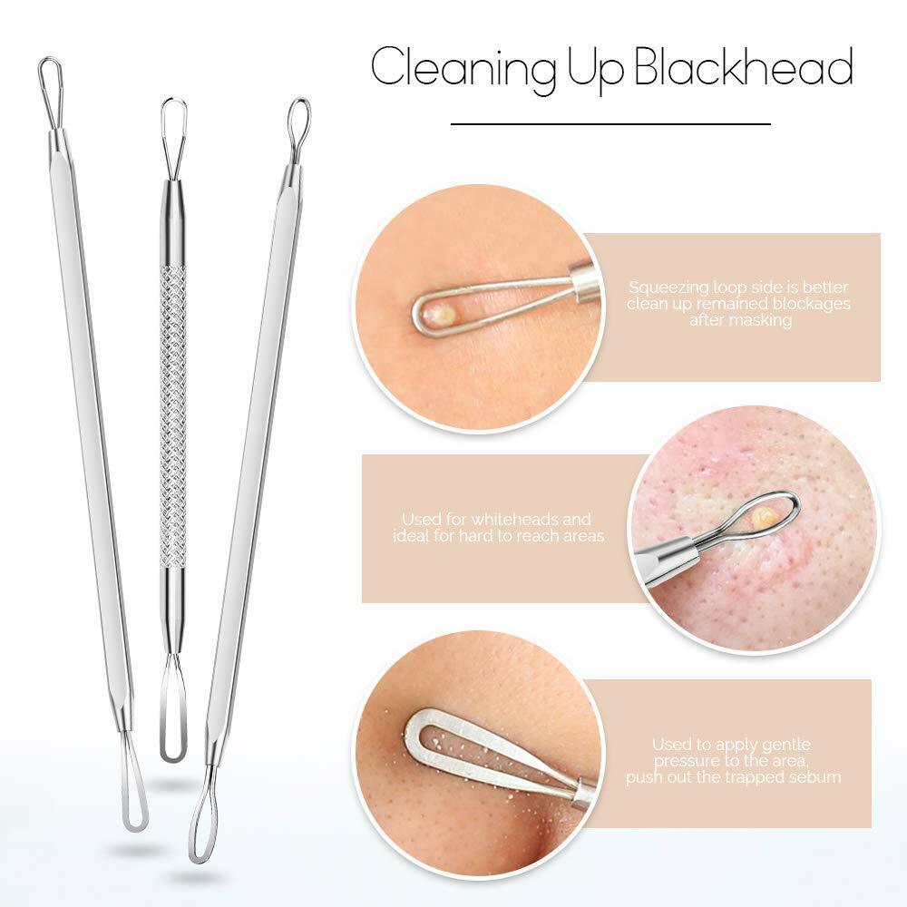 Face Cleansing Acne Beauty Tool Kit Blackhead Extractor 9 Pack