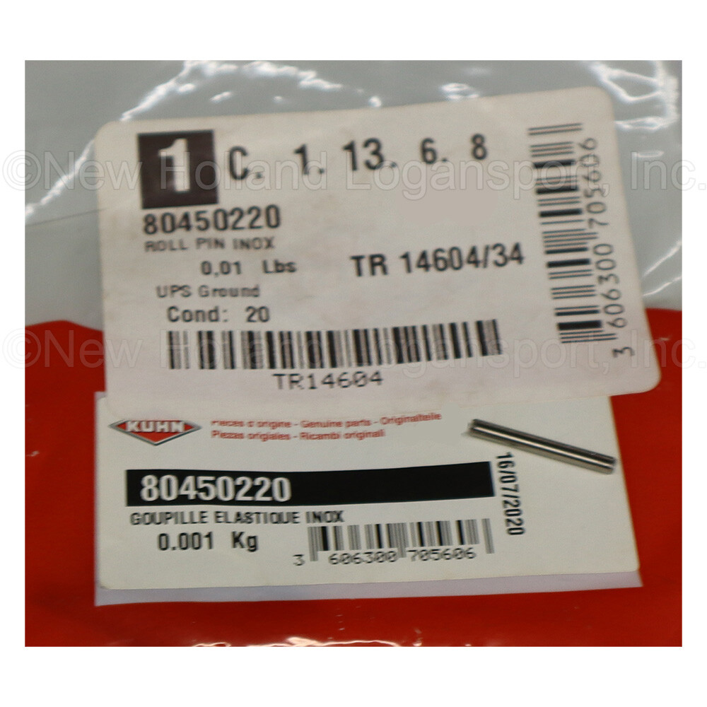 Kuhn Krause Roll Pin Inox Part # 80450220