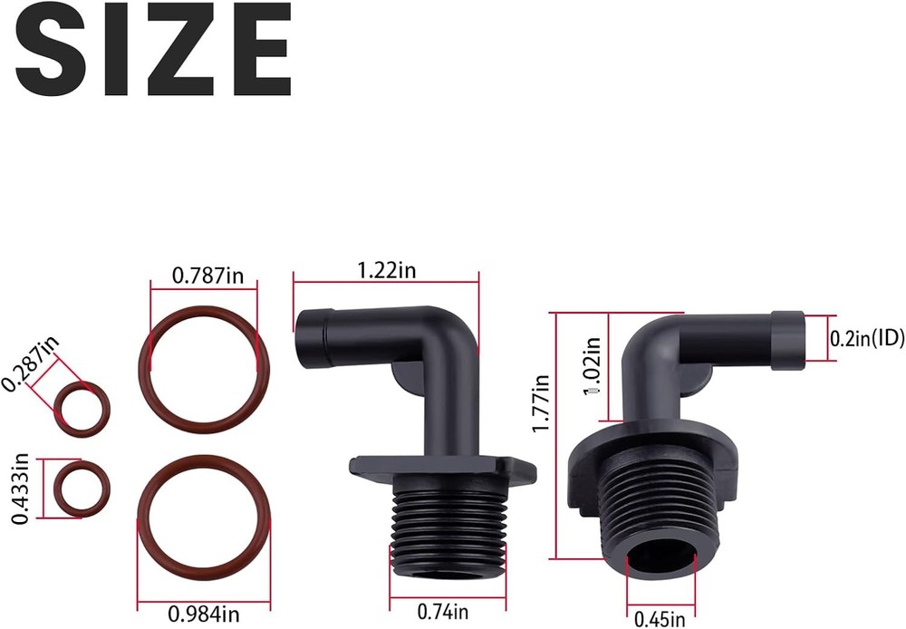 2Pcs Replacement Hose Fitting w/ Rubber Gasket For Switch Tank Backpack Sprayer