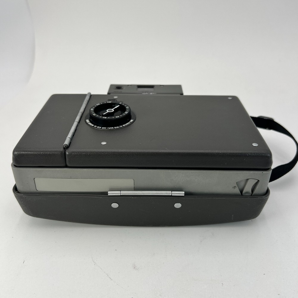 Vintage Polaroid 430 Automatic Land Camera with Strap & 490 Focus Flash Untested