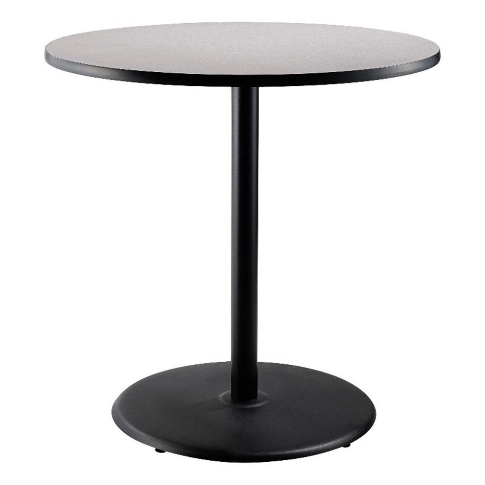 Pemberly Row Cafe Table 42"H Particleboard Black Frame Gray Top