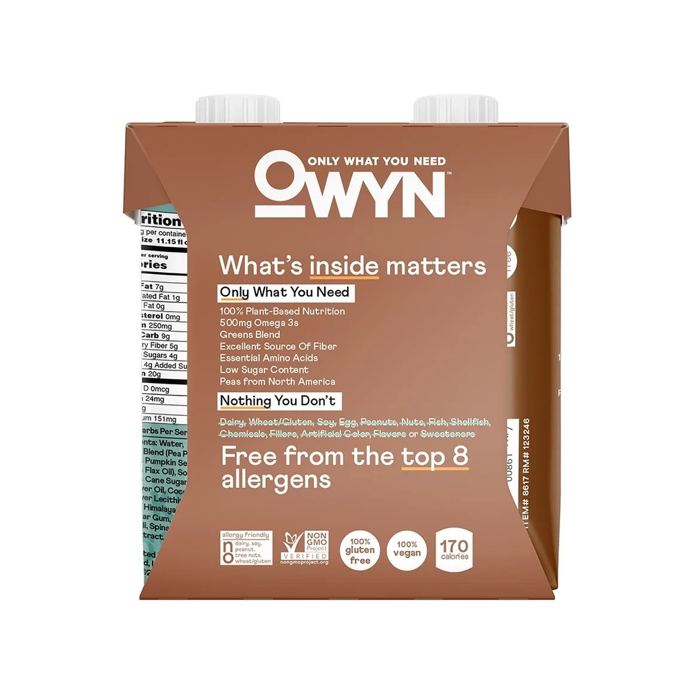 OWYN Protein Shake, Dark Chocolate, 4 Ct, 20g