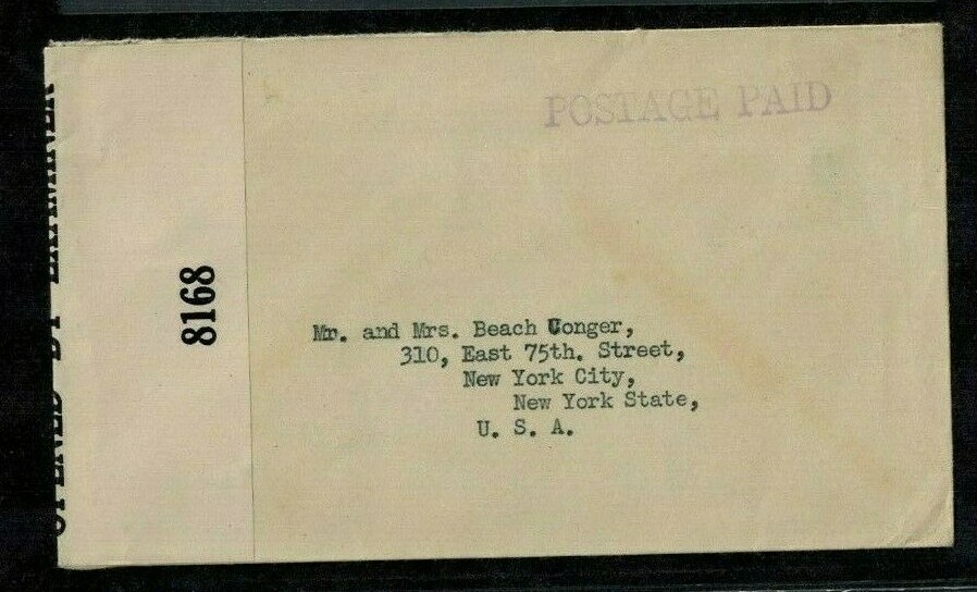 Bermuda WWII Numbered Naval Censor Cover #8168 Bold Type 6e