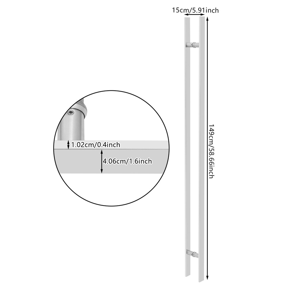 Push Pull Door Handle 58.66" Double Sided Door Handle Brushed Stainless Steel