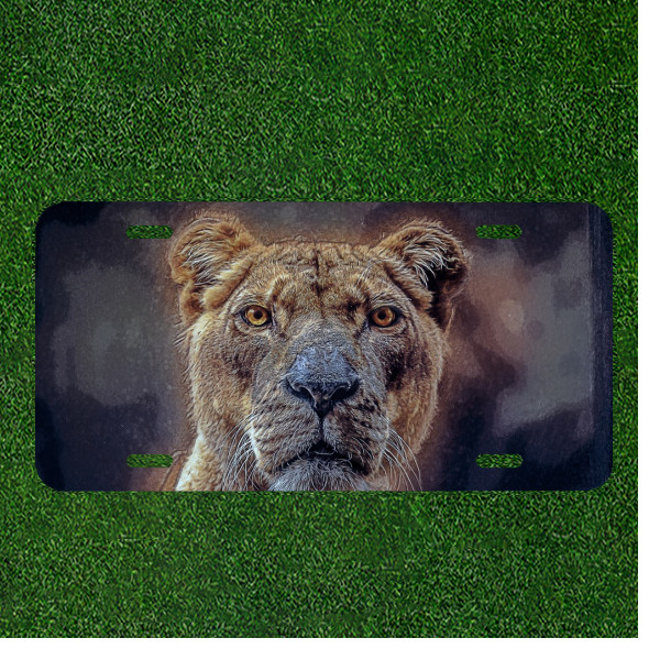 Custom Personalized Auto Tag With Stunning Design Of Tigers Face
