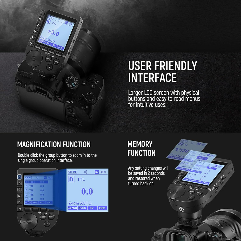 NEEWER QPRO-S TTL Wireless Flash Trigger Compatible with Sony 1/8000S HSS Large