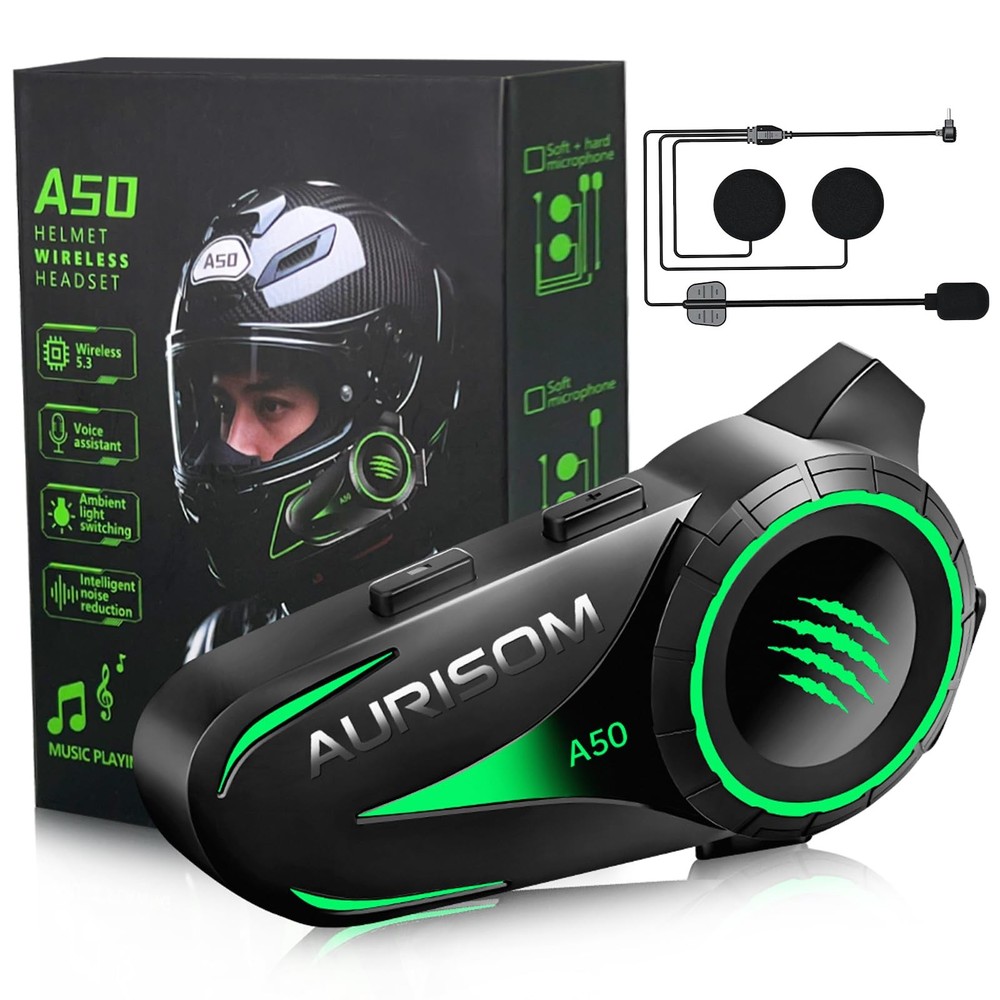 Motorcycle Helmet Bluetooth Headset Noice Cancellation, Wireless Helmet Speak...