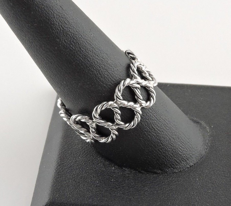 Sterling Silver Twisted Looped Rope Ring